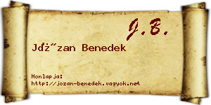 Józan Benedek névjegykártya